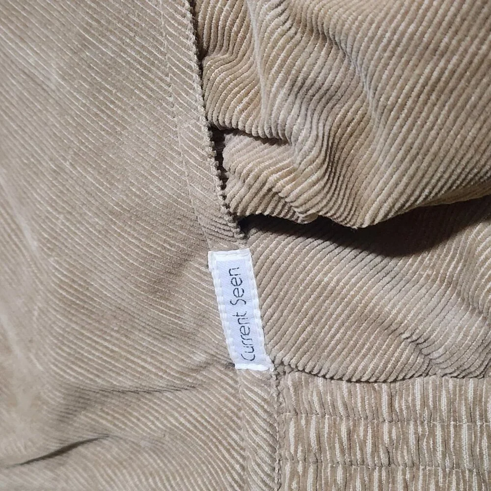 Vtg 90s Current Seen Reversible Corduroy Bomber Jacket Tan Beige Lined - Picture 2 of 13